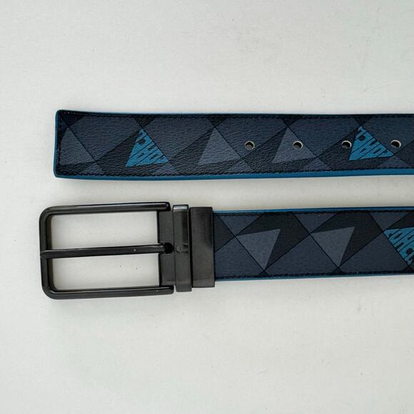 Coach Harness Buckle Cut To Size Reversible Belt Check Geo Print Men's 42” - Picture 7 of 13